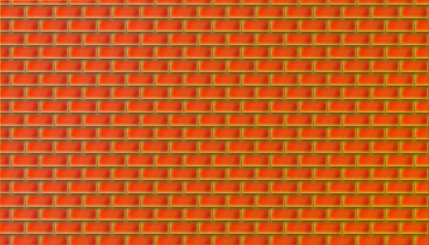 Vector red brick wall background with yellow glow