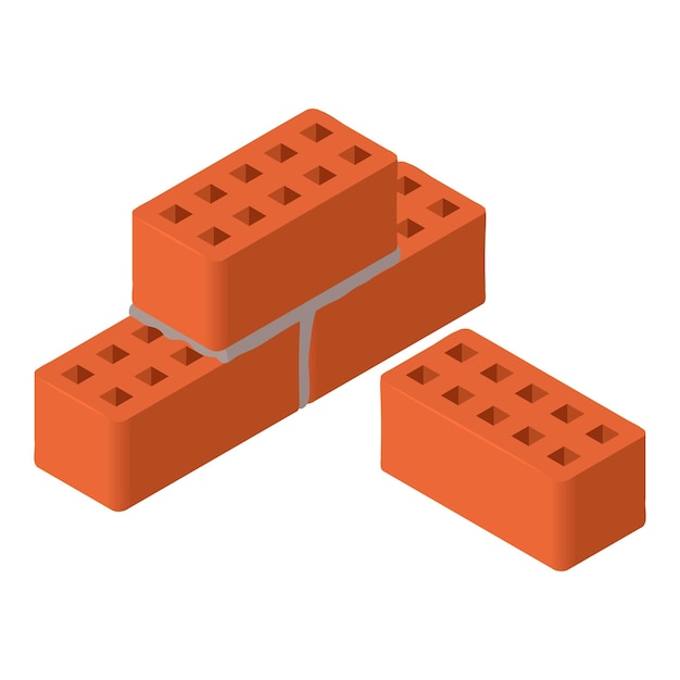Red bricks icon Isometric of red bricks vector icon for web design isolated on white background