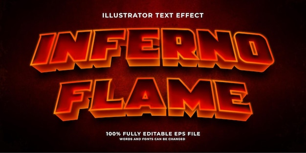 Vettore effetto testo 3d modificabile fuoco rosso brillante