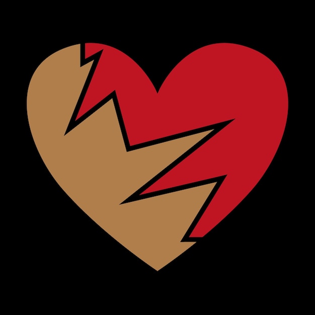 Red broken heart flat icon for apps and websites