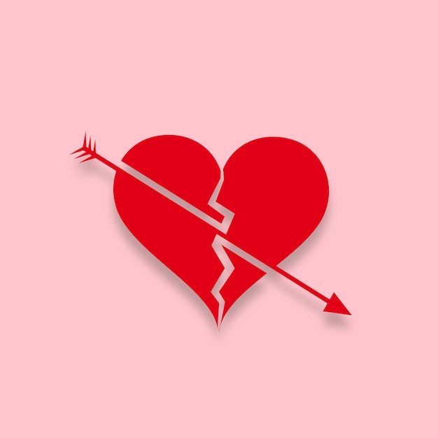 Vector red broken heart icon.