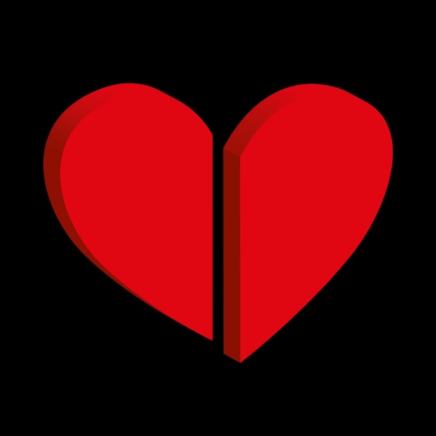 Vector red broken heart shape vector illustration