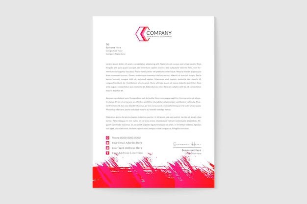 Red brush splatter letterhead professional business collateral stationery template