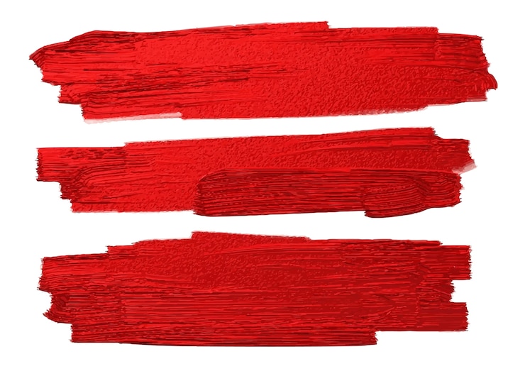 Vector red brush stoke texture on white background 