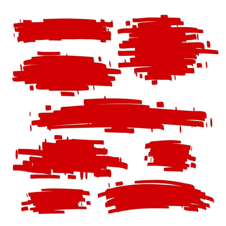 Vector red brush stroke collection