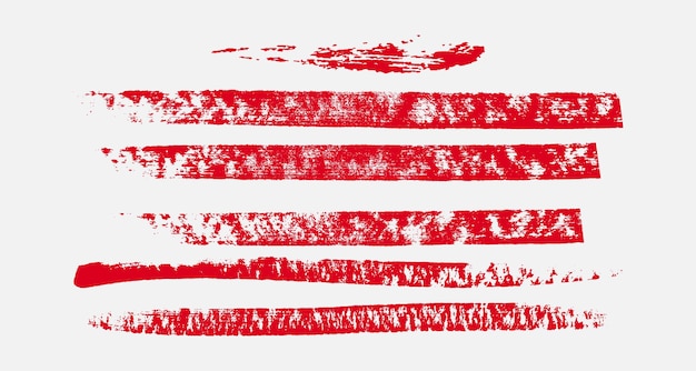 Red brush stroke set collection of painted grunge stripes ink paint