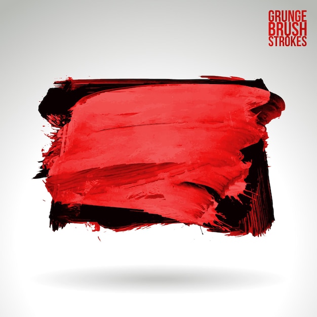 Red brush stroke and texture Grunge vector abstract hand painted element