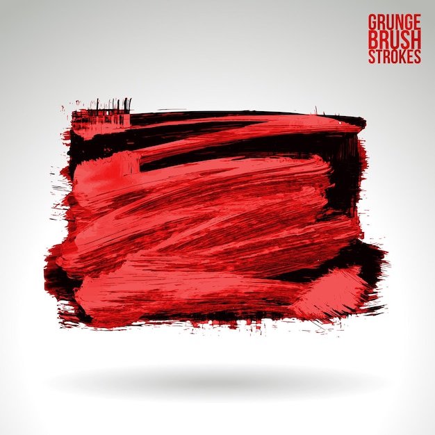 赤いブラシストロークとテクスチャグランジベクトル抽象的な手描き要素