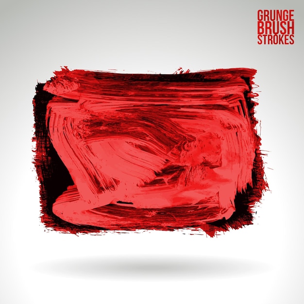 Red brush stroke and texture Grunge vector abstract hand painted element