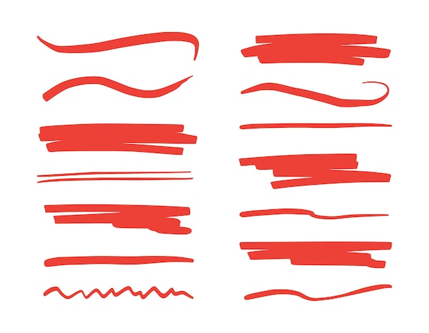 Red brush stroke underline Marker pen highlight stroke Vector