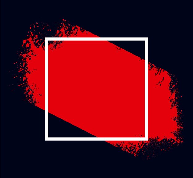 Vector a red brush stroke with white square on ablack background a red paint splatter brush sale templat