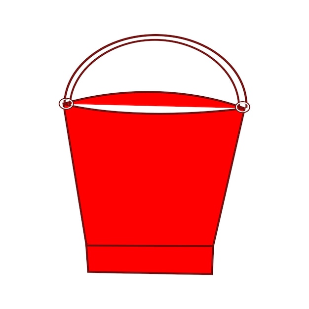 a red bucket with a handle that says bucket