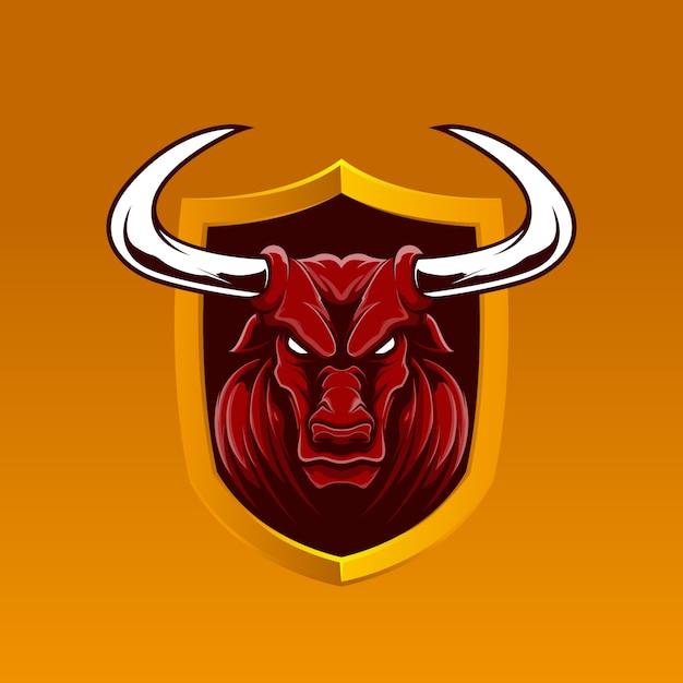 Vector red buffalo mascot realistic emblem