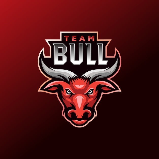 Red bull e sport mascotte gaming gebruikerslogo ontwerp