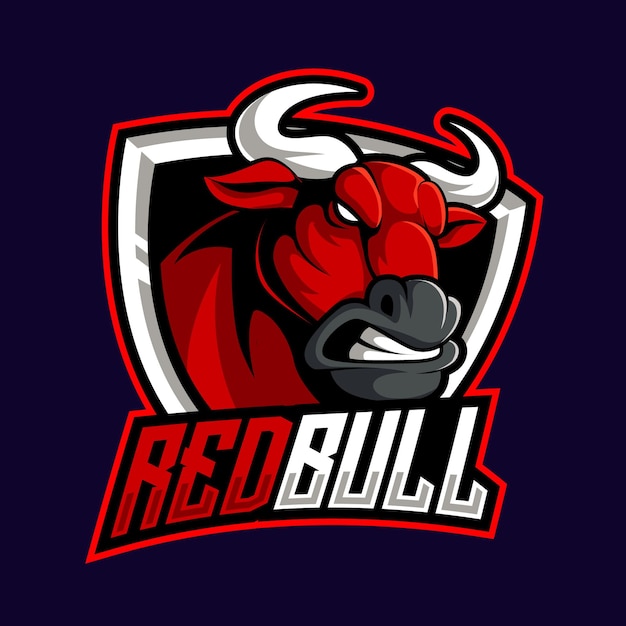 Red bull esport rode mascotte voor sport en esports-logo