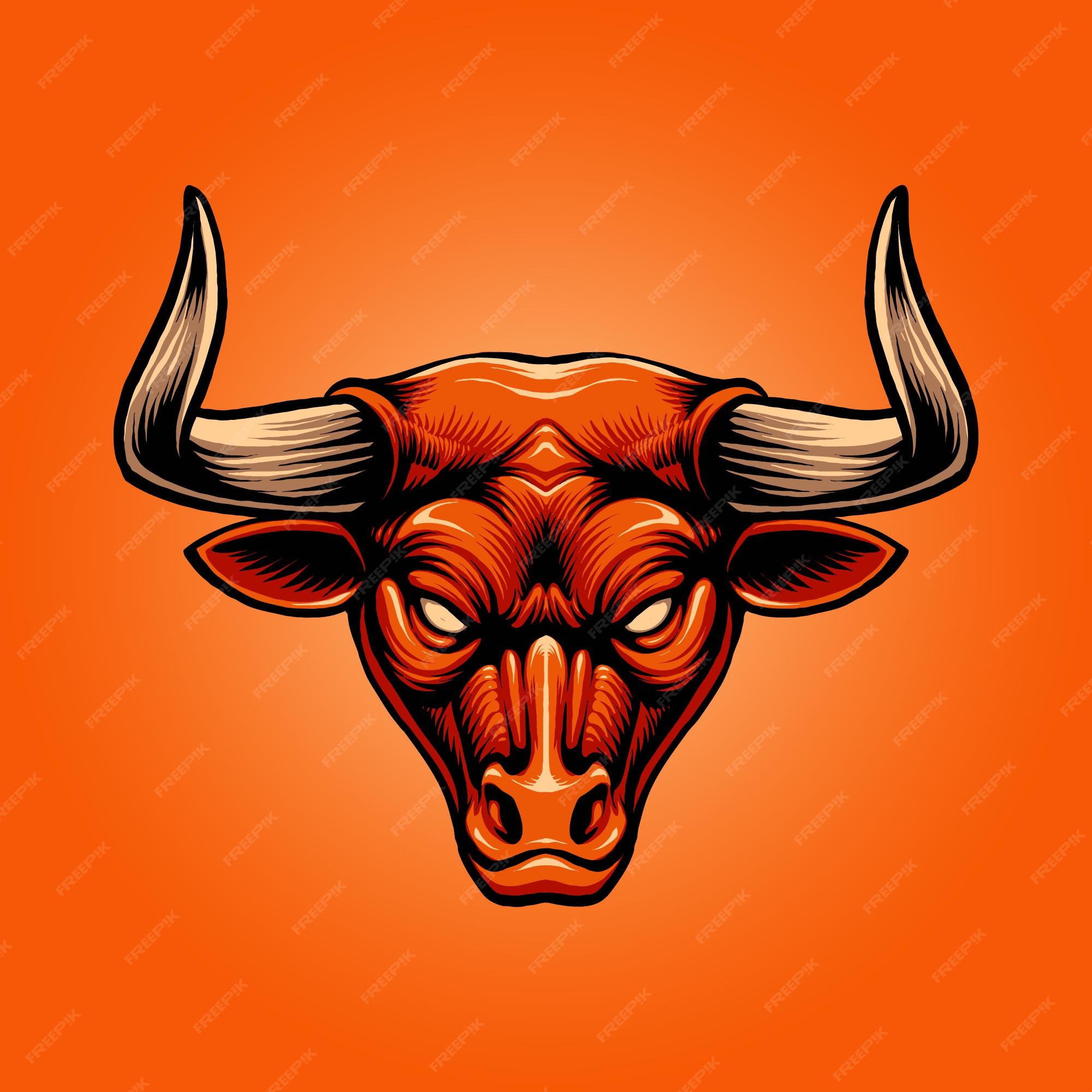 nakke spids smugling Premium Vector | The red bull head illustration