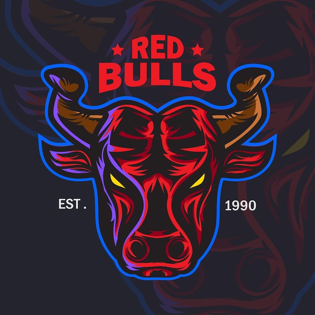 Red bull head mascot logo vector illustration. Red bull head vector illustration