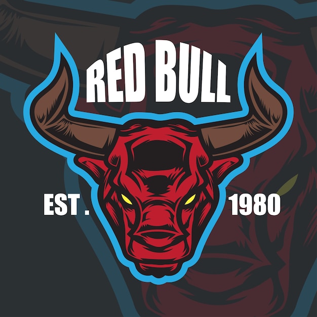 Illustrazione vettoriale del logo della mascotte della testa di toro rosso