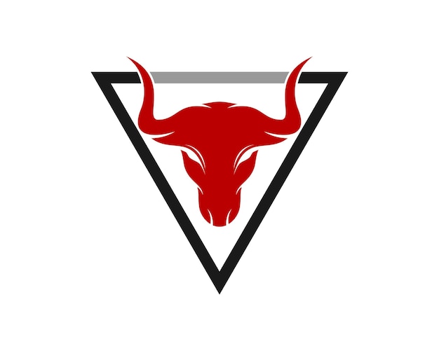 三角形のロゴの赤い雄牛の頭
