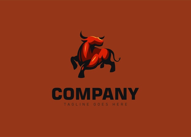 Vector red bull terugkijkend vintage modern logo ontwerpsjabloon
