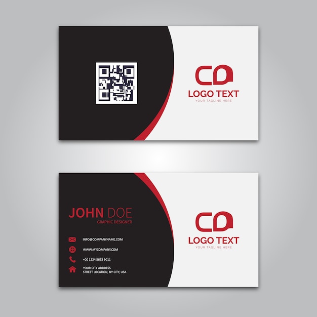 Red business card template