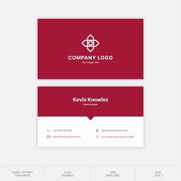red business card visit