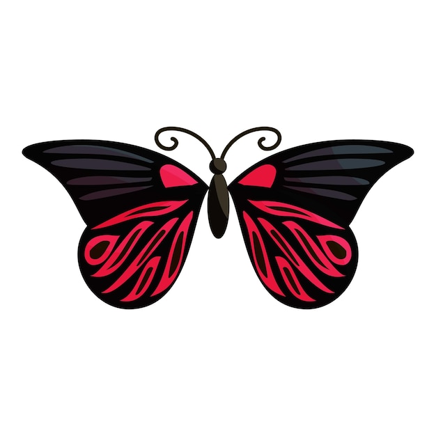 赤い蝶のアイコン ウェブ用の赤い蝶ベクトルアイコンの漫画イラスト
