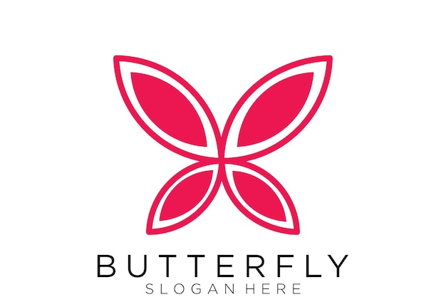 Red Butterfly vector illustration. Business sign template for Beauty Industry, Salon, Cosmetic label