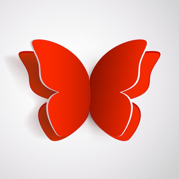 Vector red butterfly with shadow