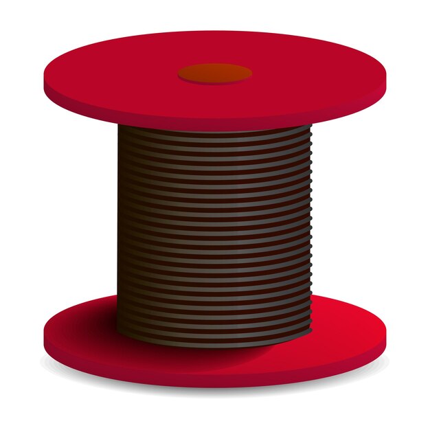 Vettore icona della bobina del cavo rosso illustrazione realistica dell'icona vettoriale della bobina del cavo rosso per il web design isolato su sfondo bianco