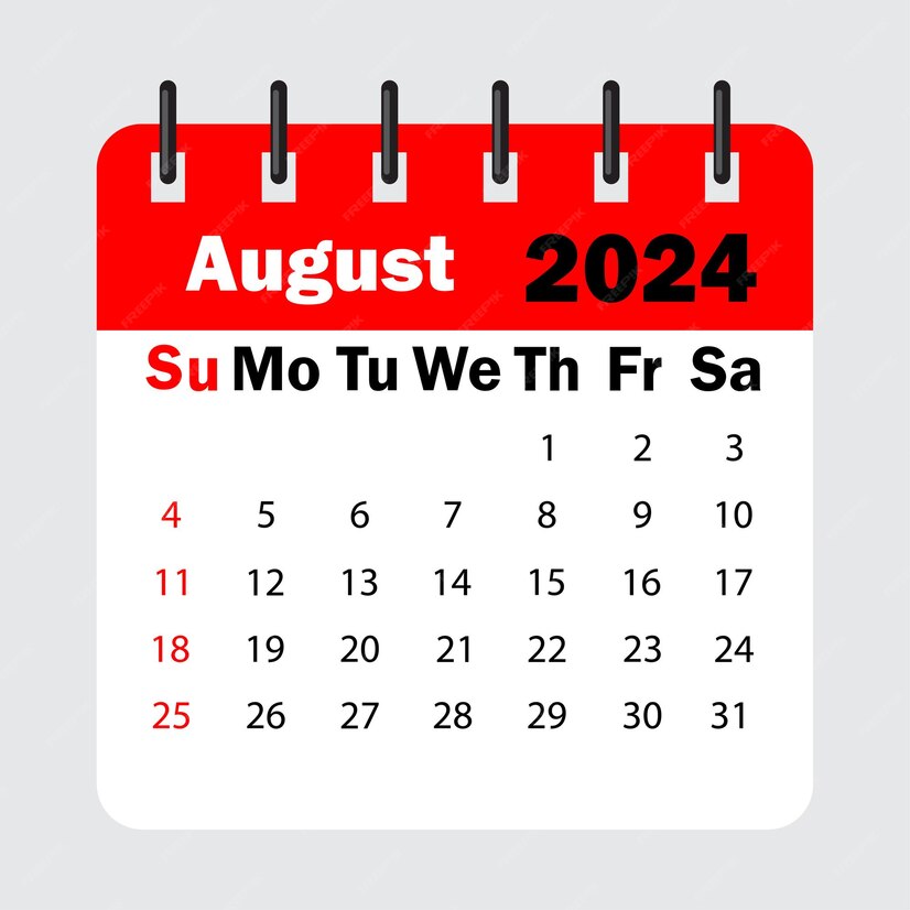 August 2024 Calendar Complete With Red Dates And Nati vrogue.co