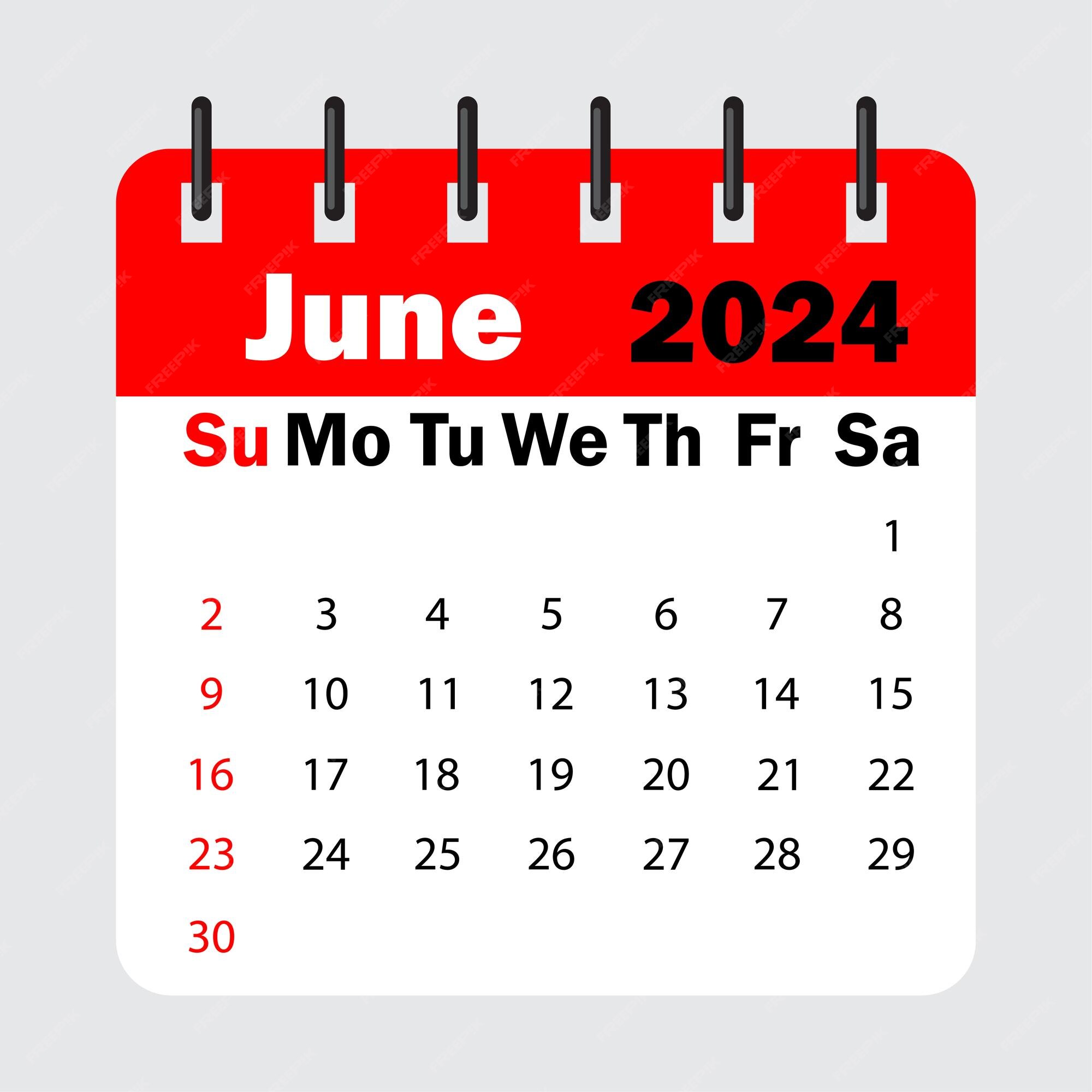 Premium Vector Red calendar leaf spring. june 2025 calendar. calendar