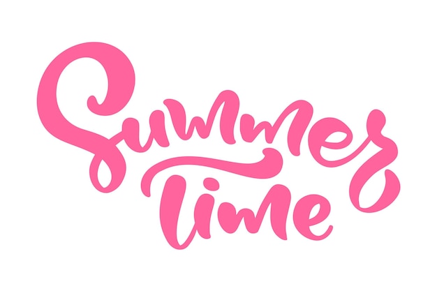 Red Calligraphy lettering phrase Summer Time Vector Hand Drawn Isolated text Sketch doodle design