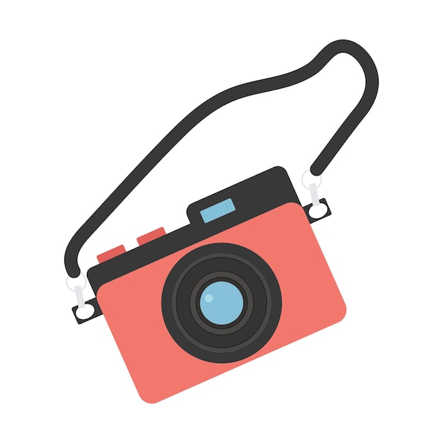 Vector red camera on a white background of the clipart design