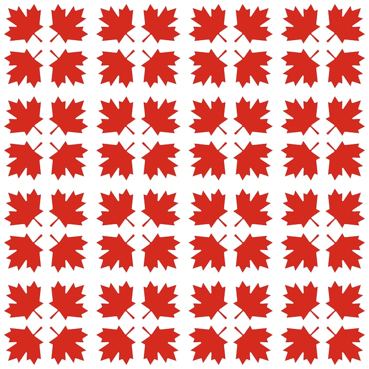 Vector red canada maple leaves seamless pattern vector illustration