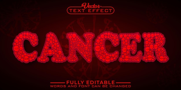 Red Cancer Cell Vector Editable Text Effect Template