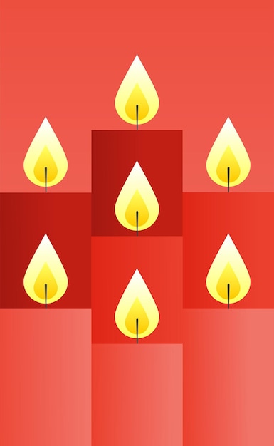 Red candle pattern on fire background stock vector