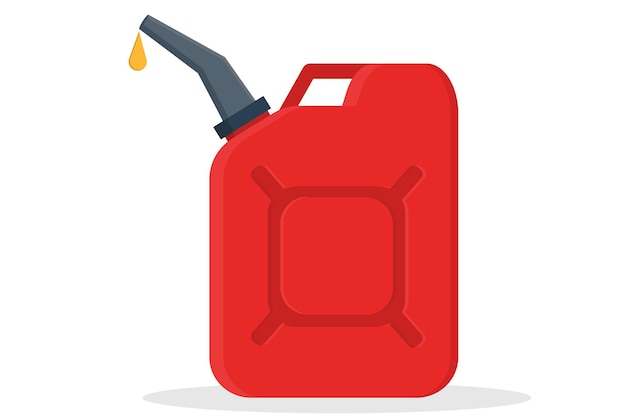 Vector red canister for gasoline on a white background