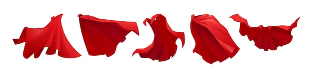 Vector red cape superhero cloth magic covers cartoon set