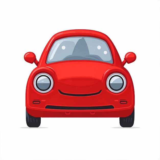 Red car emoticon funny car face character smiles icons vector illustration