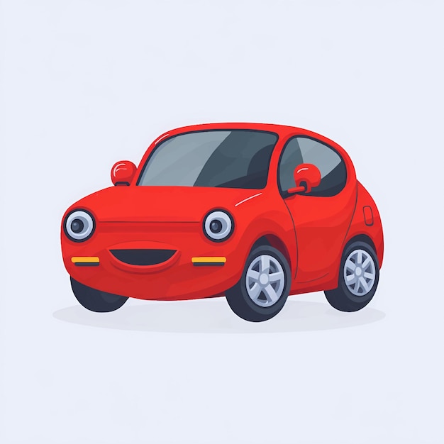 Vector red car emoticon funny car face character smiles icons vector illustration