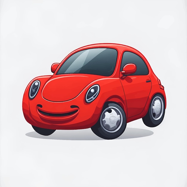 Vettore auto rossa emoticon auto divertente faccia carattere sorrisi icone illustrazione vettoriale