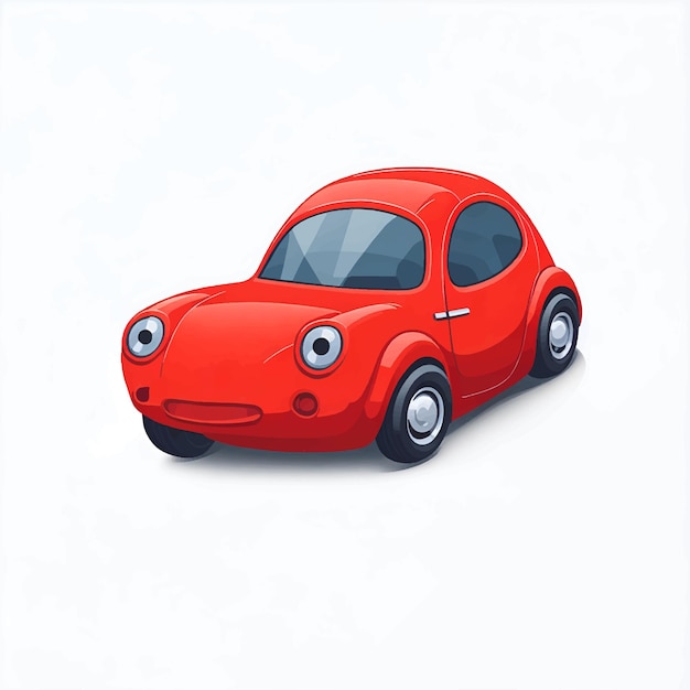 Red car emoticon funny car face character smiles icons vector illustration