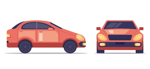 Vector red car sedan front and side view design element vector illustration concept