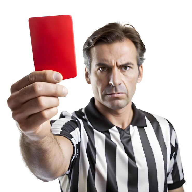 A red card shown by a referee