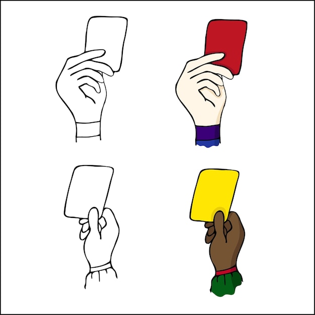 Vector red card and yellow card in a football match