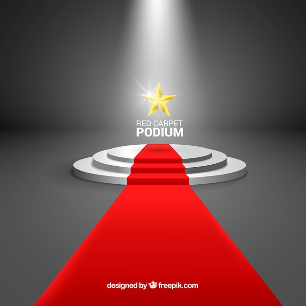 Red carpet background in realistic style