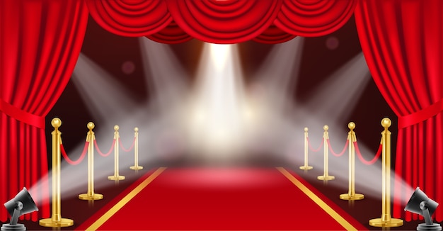 Vector red carpet background in realistic style