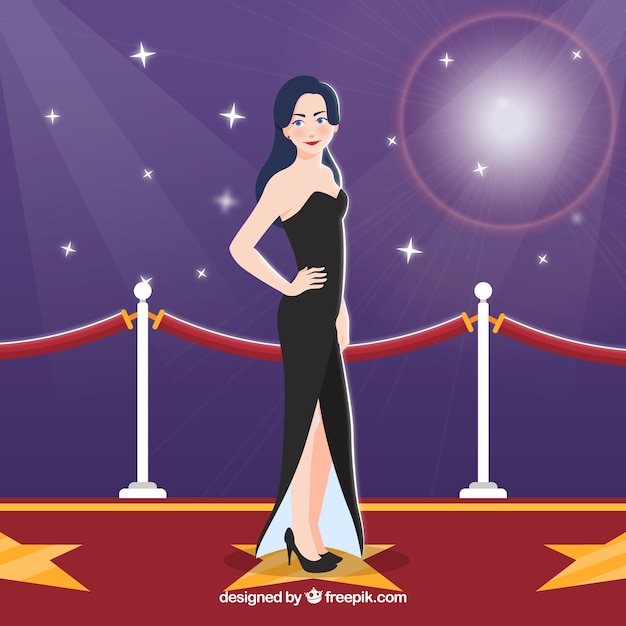 Vector red carpet design with woman