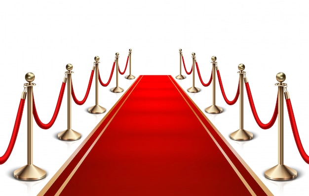  red carpet and gold barrier.